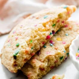 giant sugar cookie broken in half