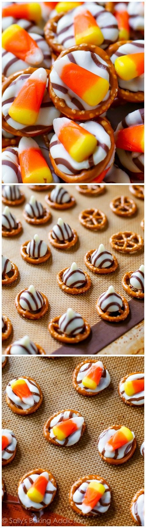 collage of candy corn pretzel hug images