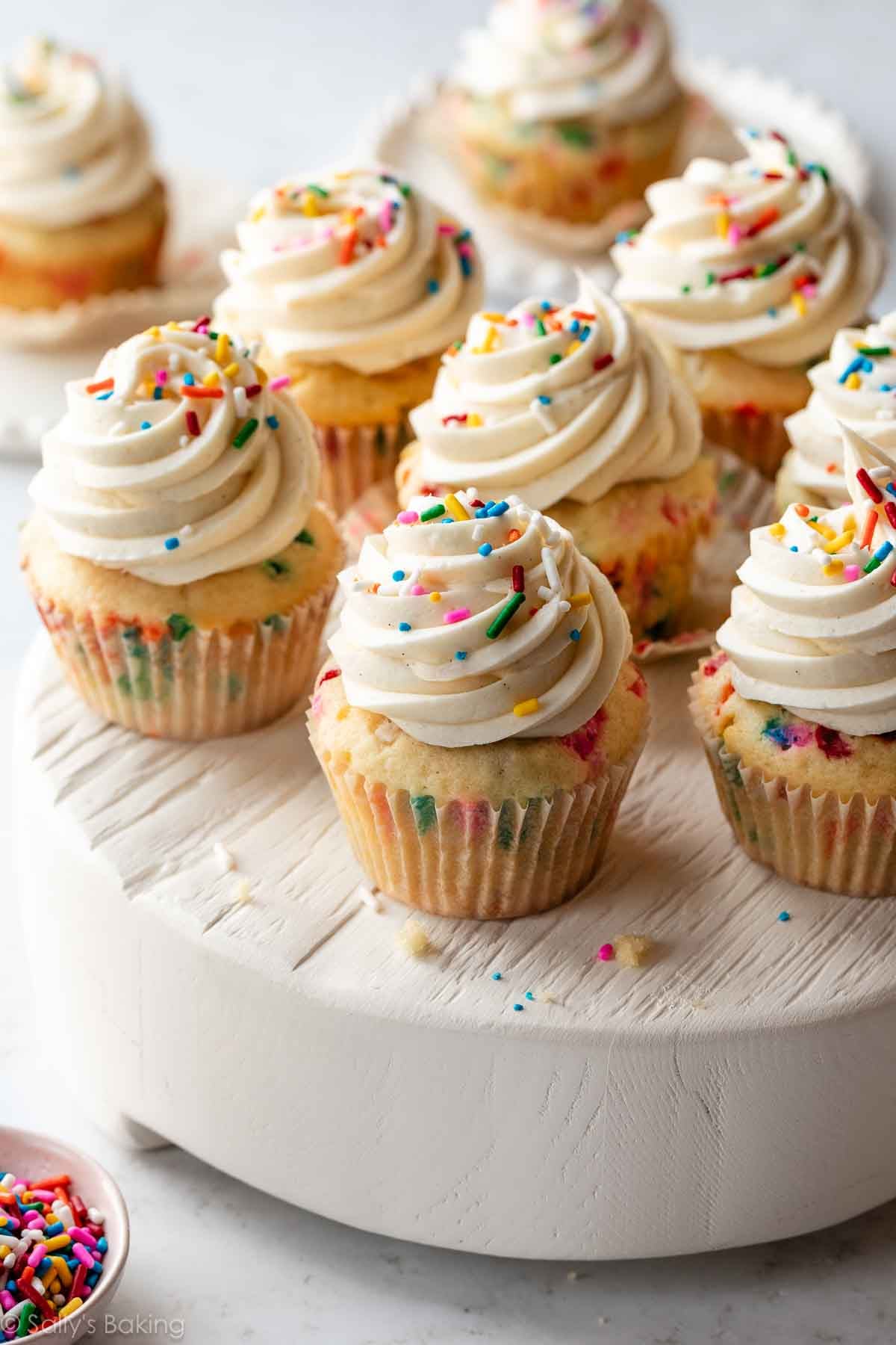 funfetti cupcakes with cream cheese buttercream.