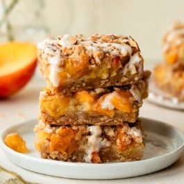 stack of 3 peach pie bars.