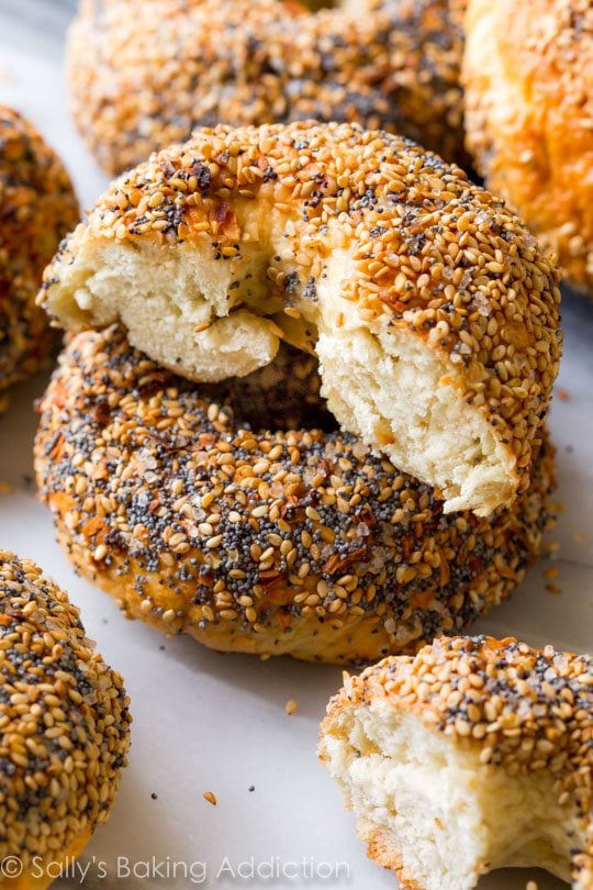 stack of everything bagels