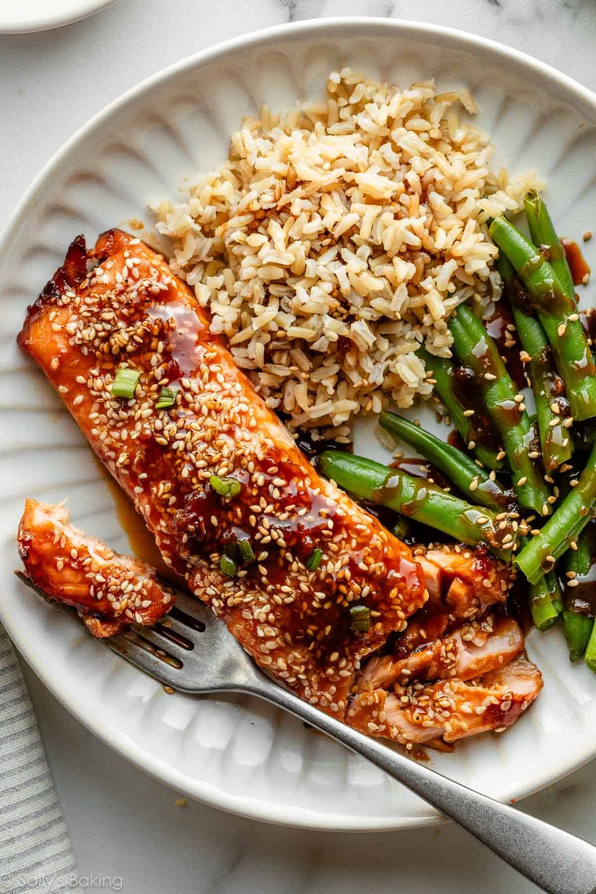 maple sesame salmon dinner.
