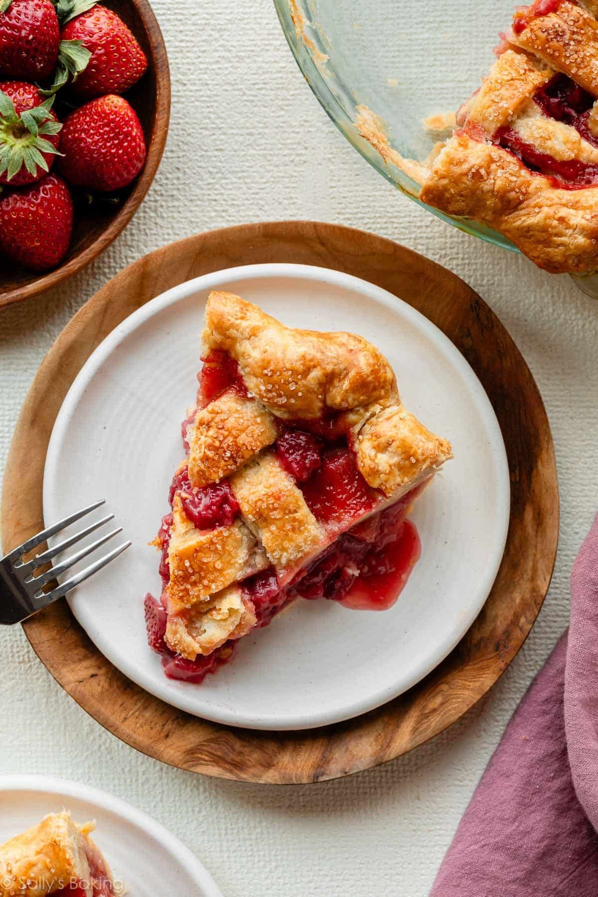 slice of strawberry rhubarb pie.