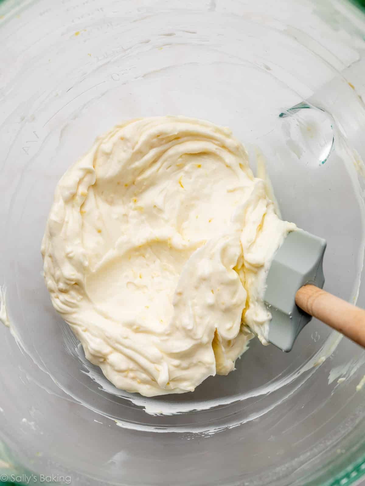 cream cheese lemon mixture in bowl.