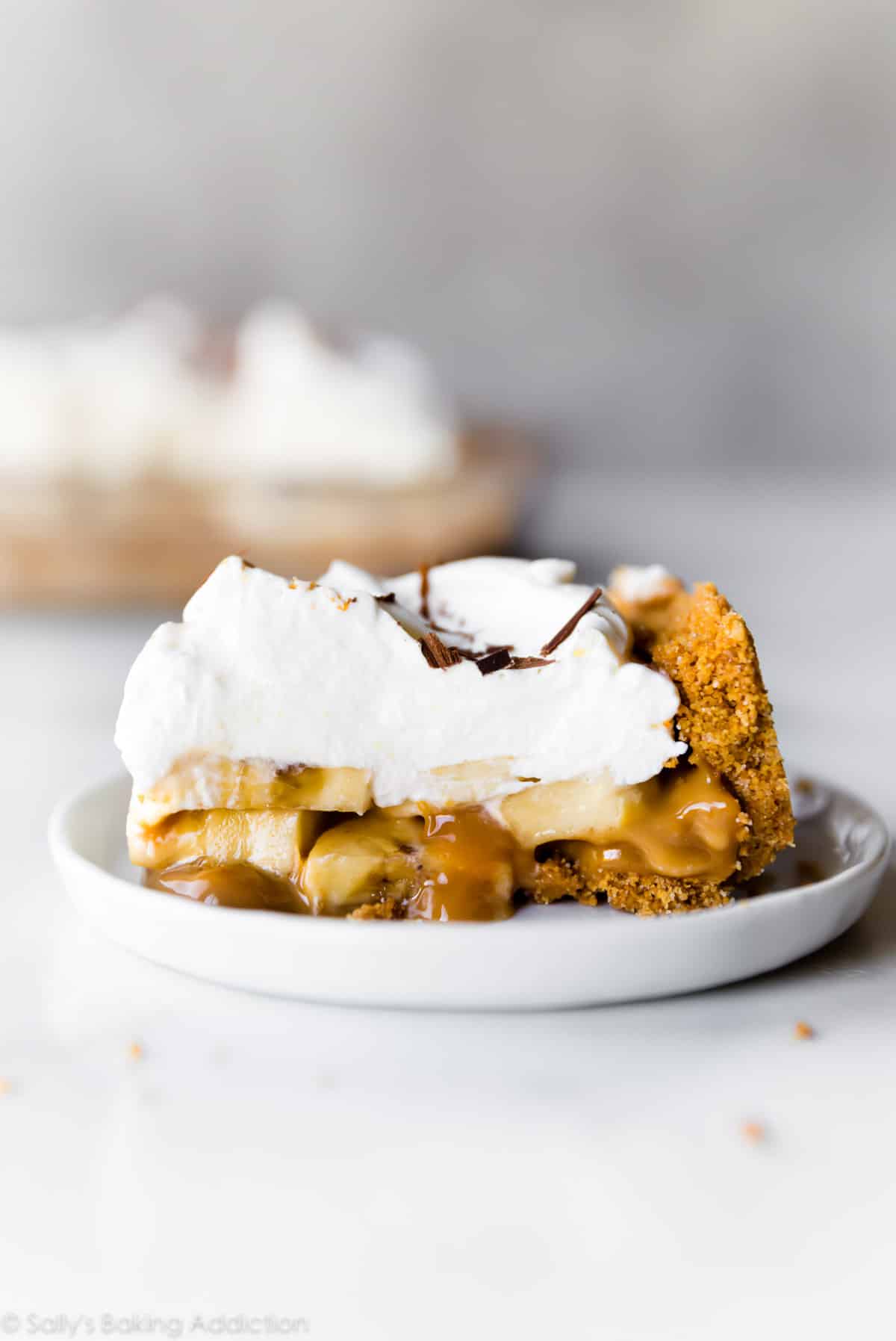 slice of banoffee pie on a white plate