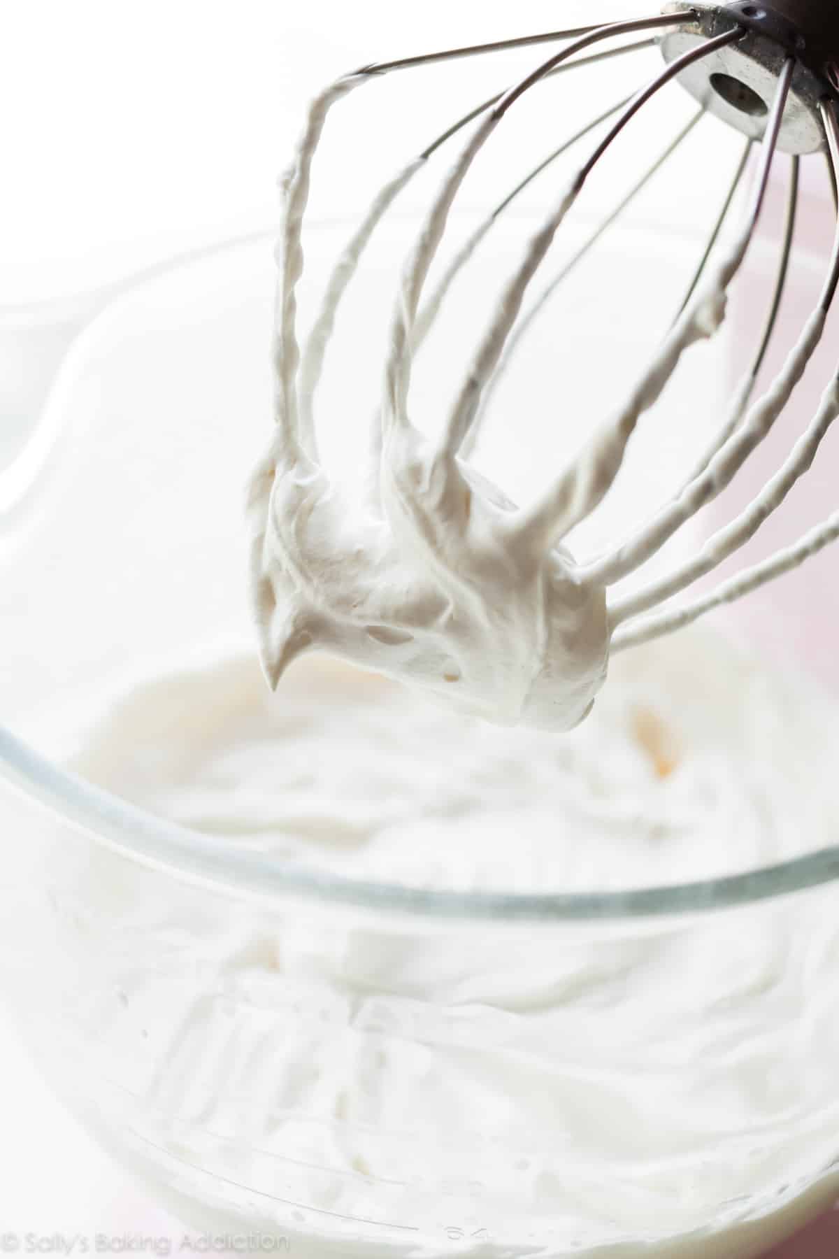 homemade whipped cream in a glass bowl
