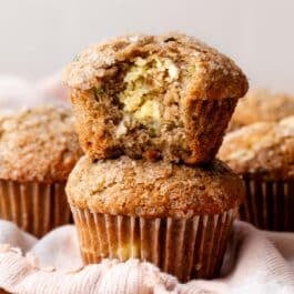 zucchini muffins stuffed with cheesecake filling.