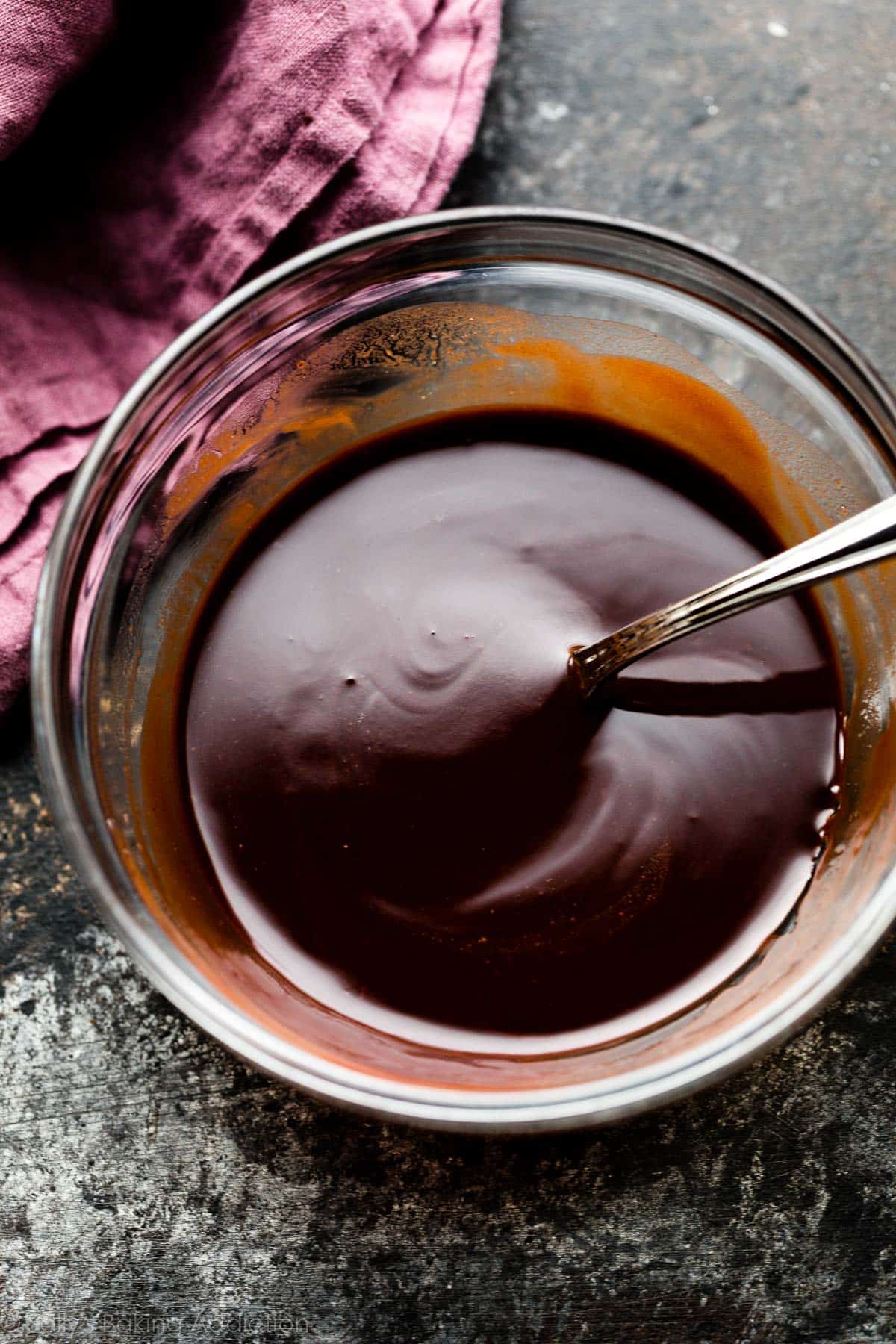melted chocolate and butter in glass bowl