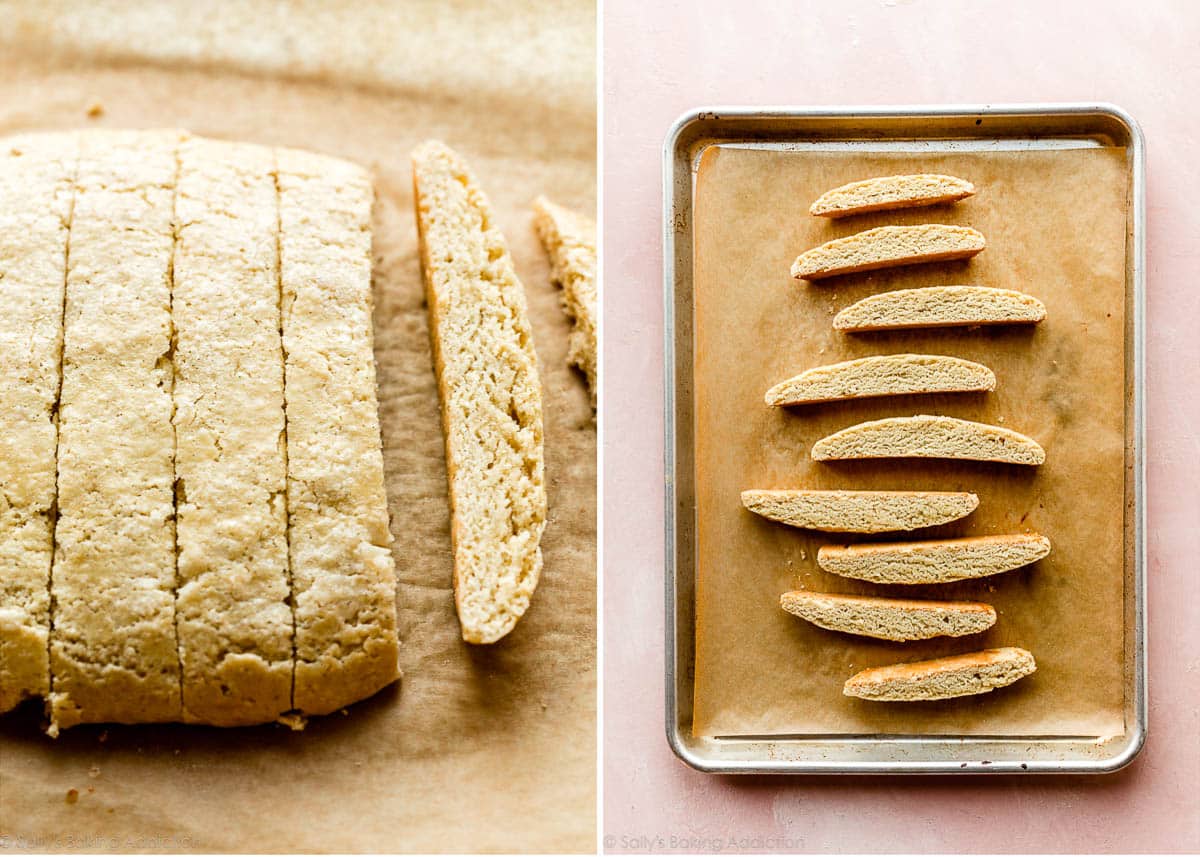 biscotti slices before 2nd baking