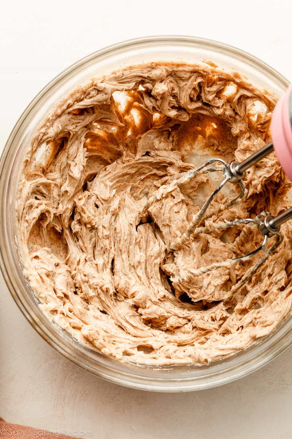 cinnamon butter whipped in glass bowl.