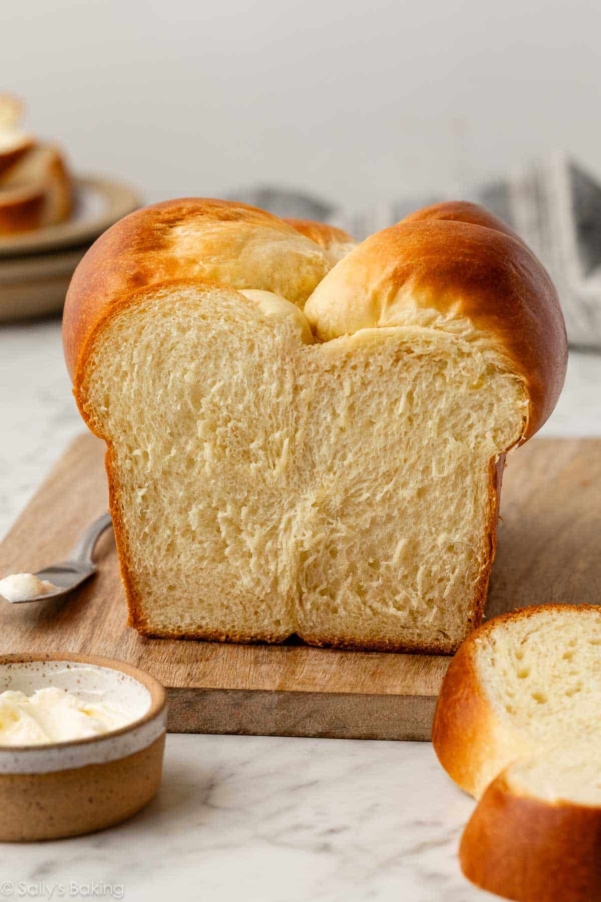 inside of homemade brioche bread.
