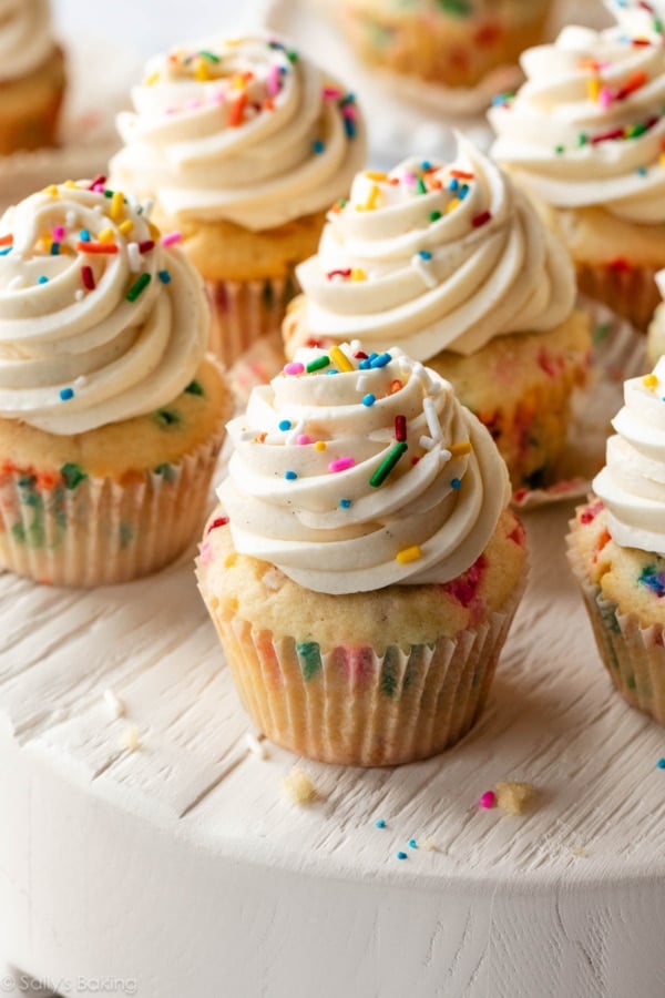 funfetti cupcakes with sprinkles on top.