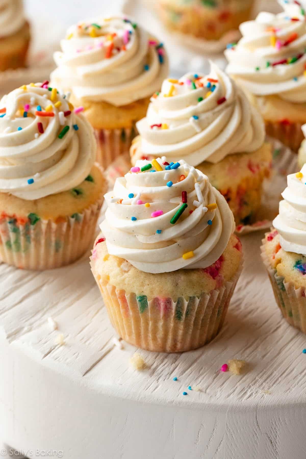 funfetti cupcakes with sprinkles on top.