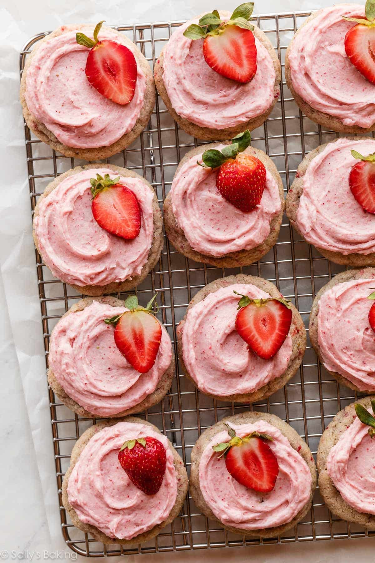 frosted strawberry cookies.