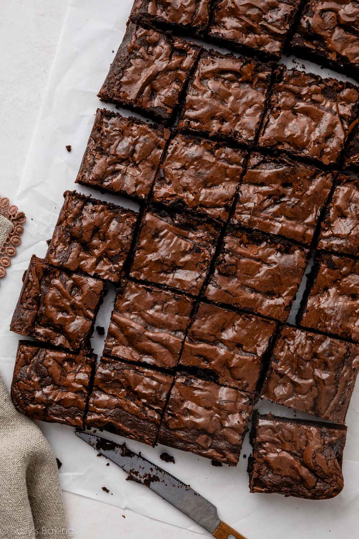 brownies cut into squares.