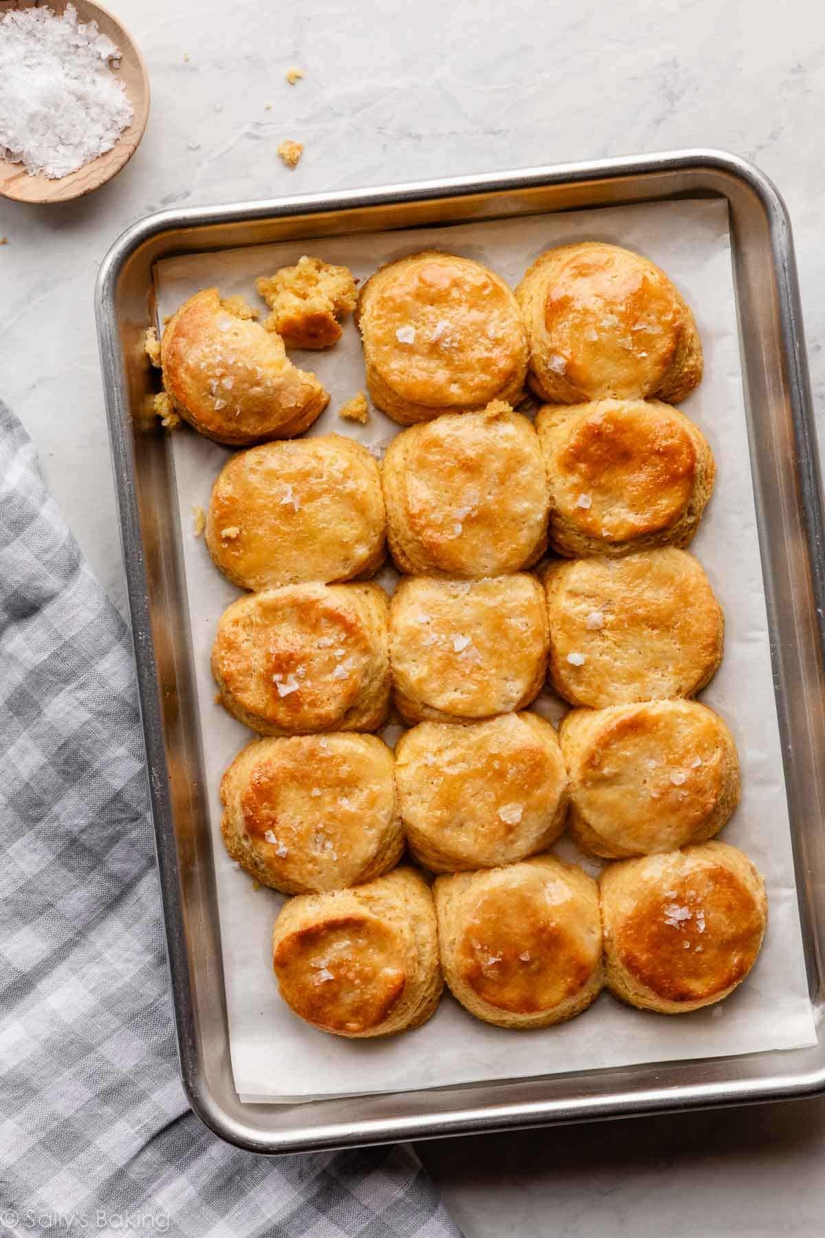 cornbread biscuits on sheet pan.