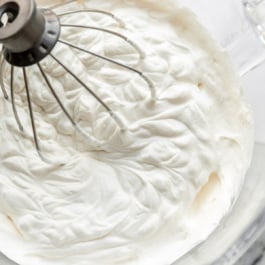 homemade whipped cream in bowl.