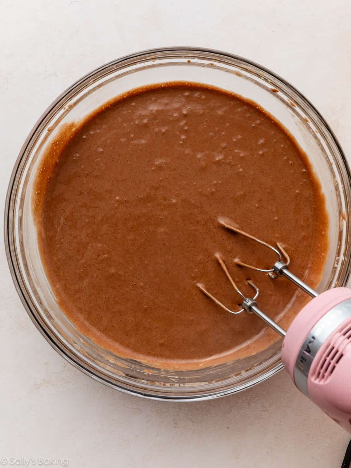 chocolate mixture with hand mixer.