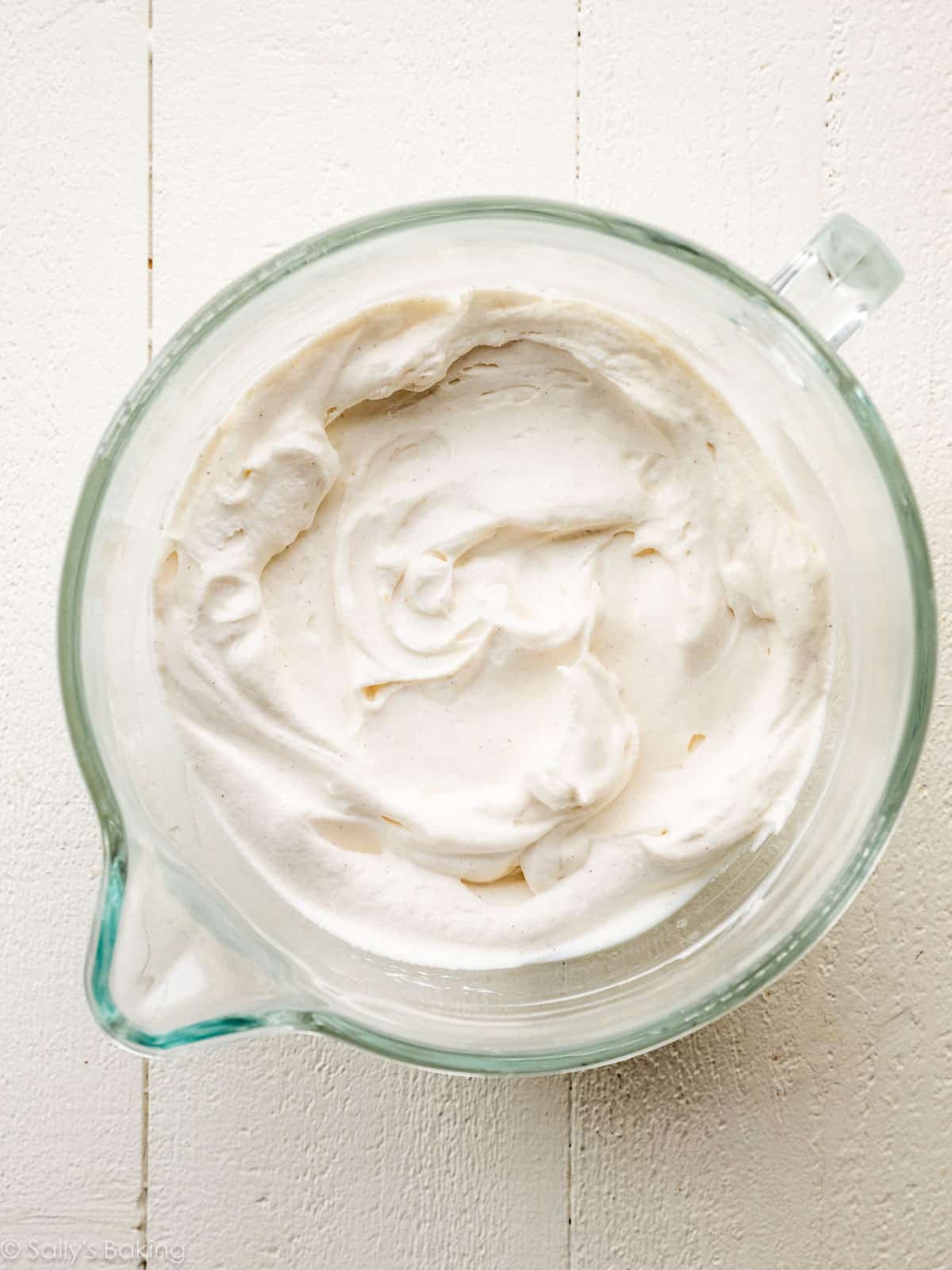 whipped mixture in bowl.