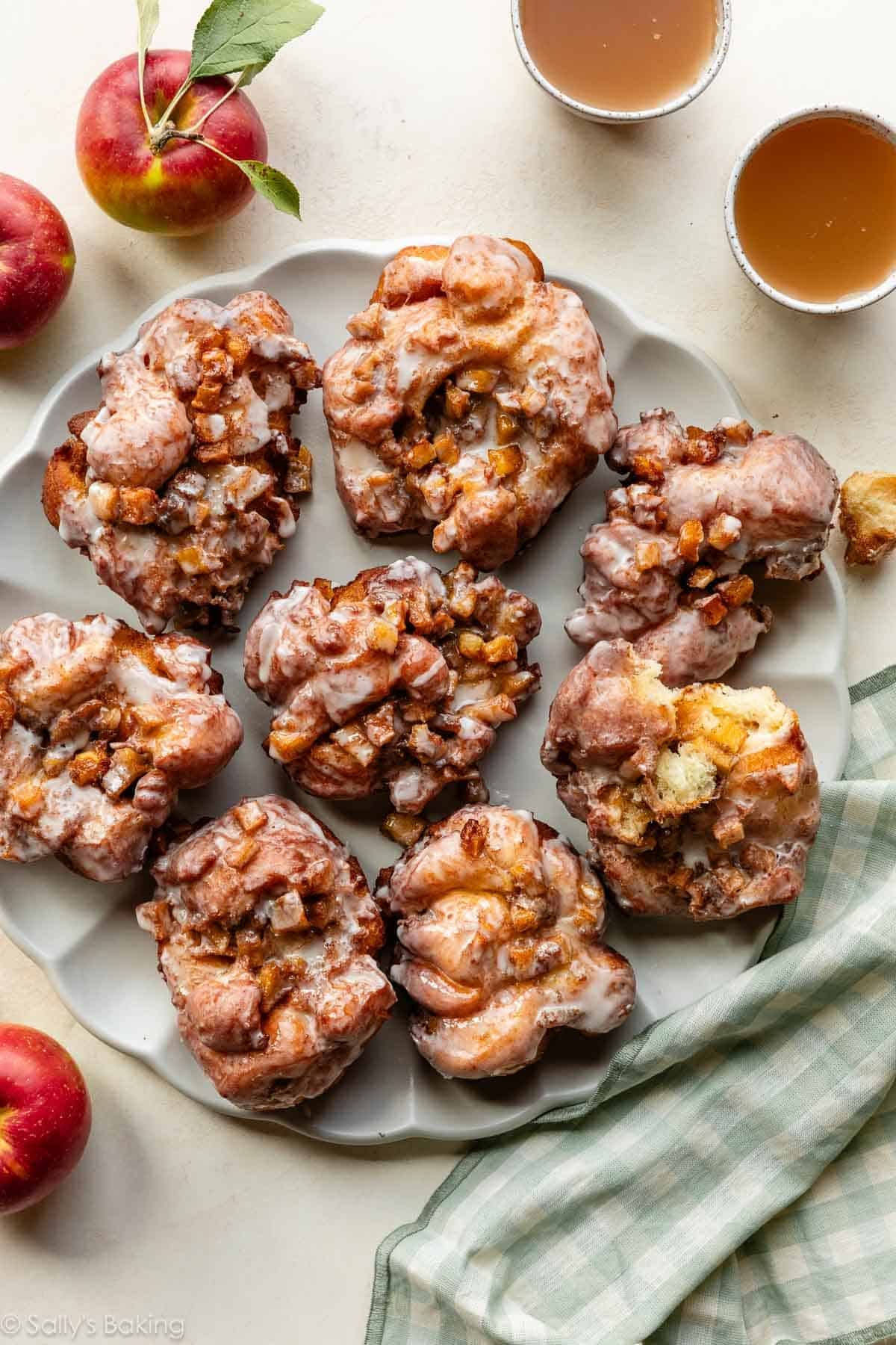 homemade glazed apple fritters.